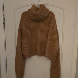 Babaton Cropped Turtleneck Sweater in Camel